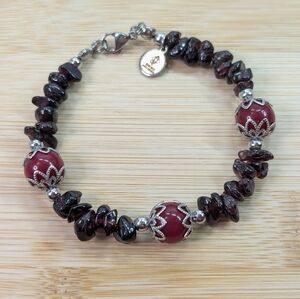 Artisan Garnet Bracelet - Unique Handmade Gemstone Jewelry - D060